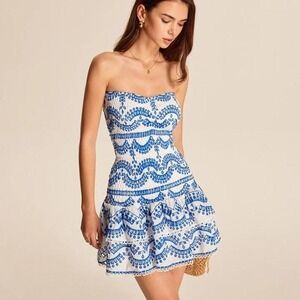 NWT Ripple Strapless‎ Tiered Hem With Scalloped Detailing Dress Small